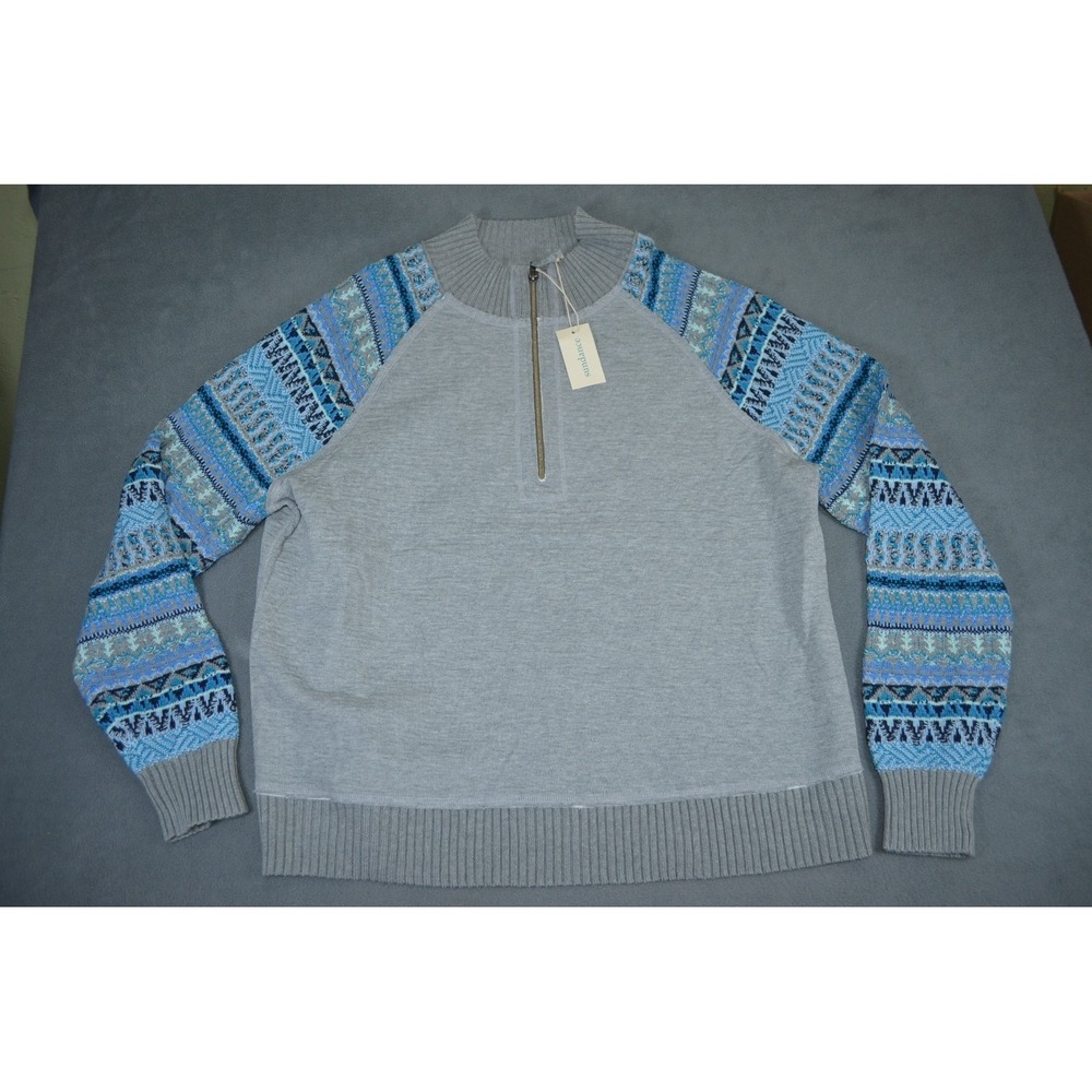 SUNDANCE Fair Isle Ribbed Slub Knit Long Sleeve Pullover Sweater Sz 2XL New